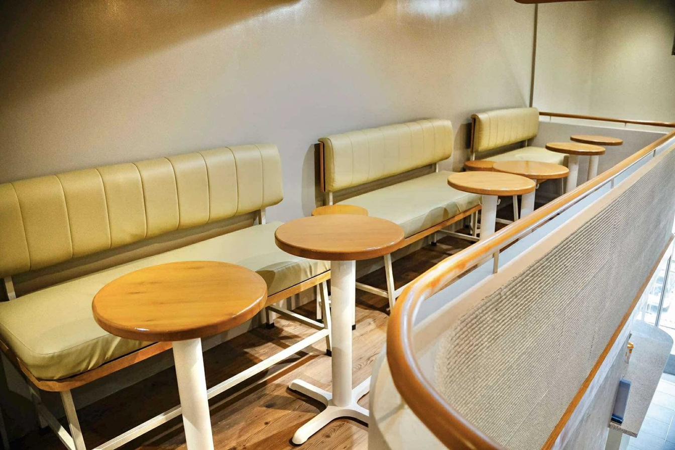 Bar-style banquette seating